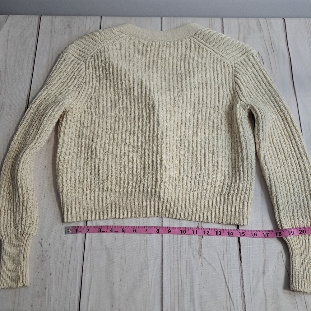 J. Crew Cream Ribbed Knit Button-Front Cardigan - Picture 7 of 7